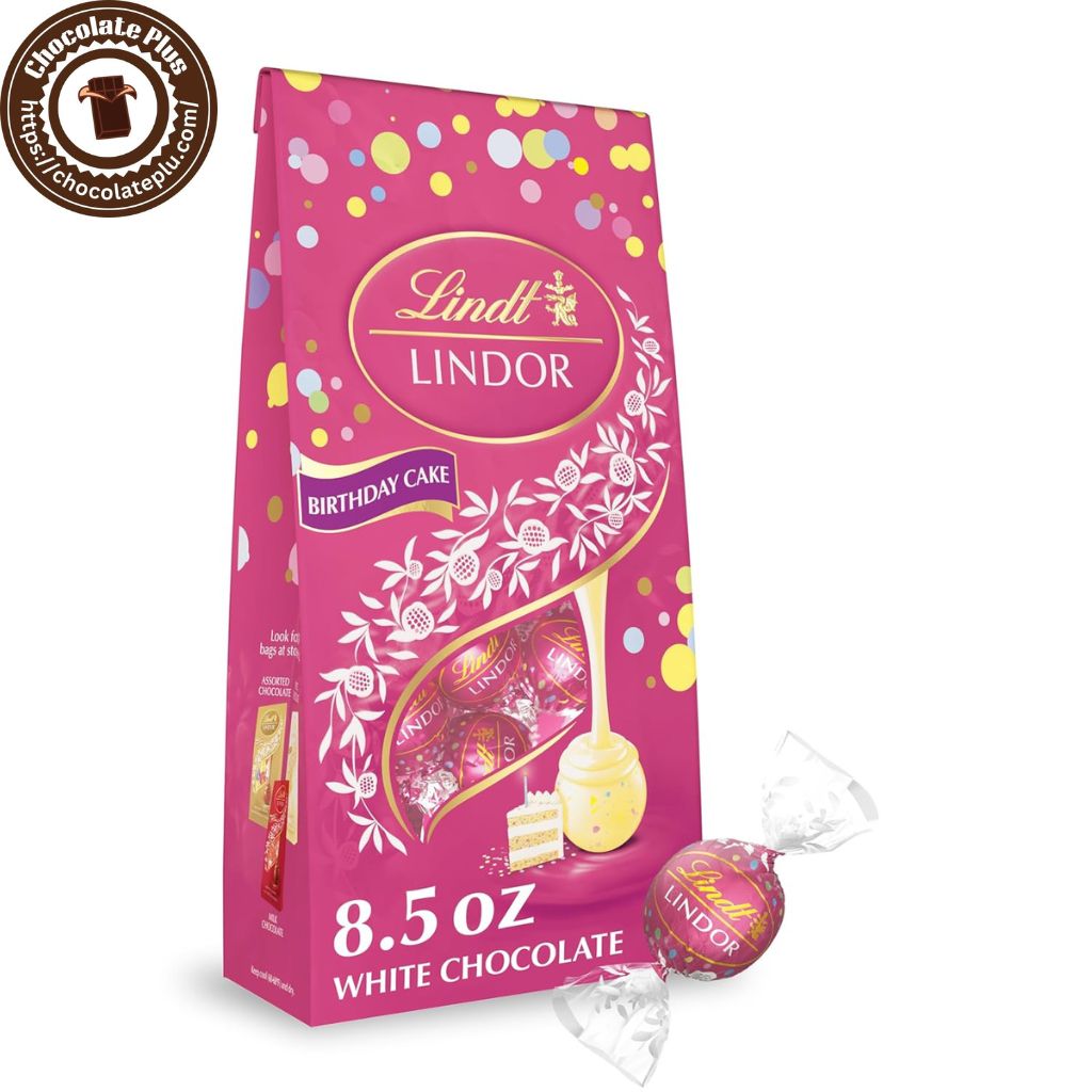 Lindt LINDOR Birthday Cake White Chocolate Truffles, 8.5 oz Bag